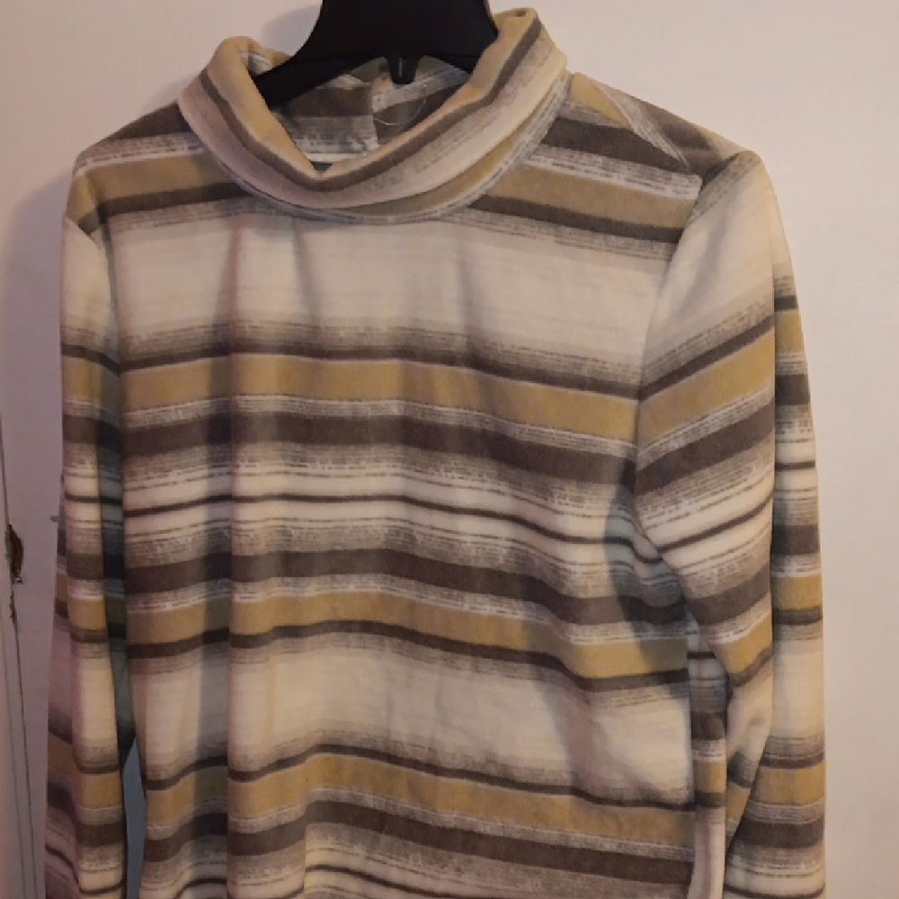 Striped Womens Sweater in Cream and Brown Grey White